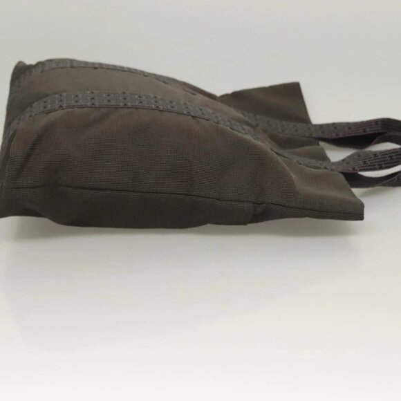 HERMES Her Line Kabas Tote Bag Canvas Gray Silver Auth BA3817 - Picture 6 of 16